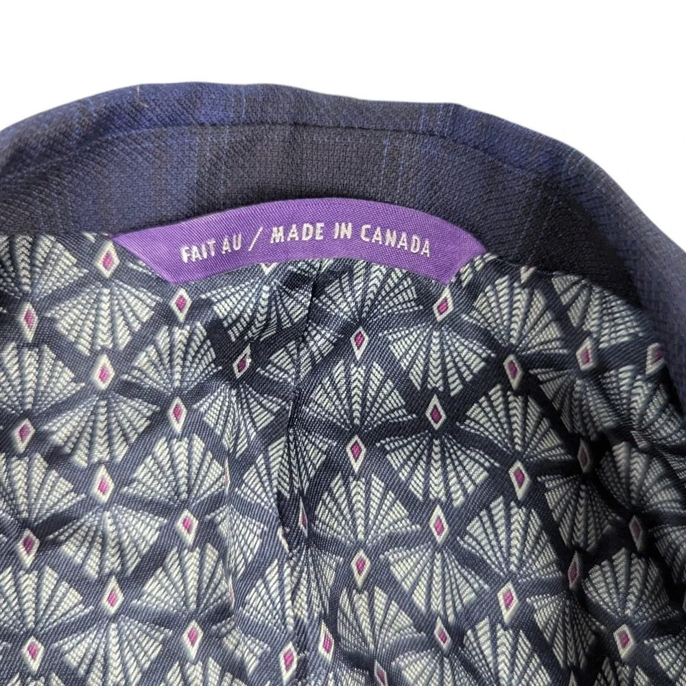 READ Ted Baker Endurance Jay SPJ Blazer Blue Black Plaid 42R Wool Sport Coat